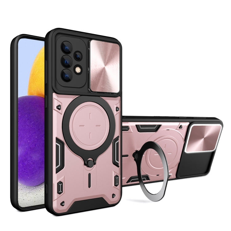 CD Texture Sliding Camshield Magnetic Holder Phone Case, For Samsung Galaxy A35 5G, For Samsung Galaxy S23 FE 5G, For Samsung Galaxy M53 5G, For Samsung Galaxy M33 5G, For Samsung Galaxy A32 4G, For Samsung Galaxy A72 4G / 5G                           ...