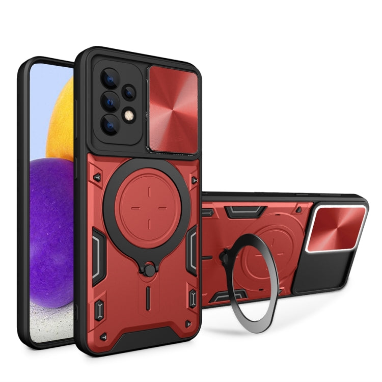 CD Texture Sliding Camshield Magnetic Holder Phone Case, For Samsung Galaxy A35 5G, For Samsung Galaxy S23 FE 5G, For Samsung Galaxy M53 5G, For Samsung Galaxy M33 5G, For Samsung Galaxy A32 4G, For Samsung Galaxy A72 4G / 5G                           ...