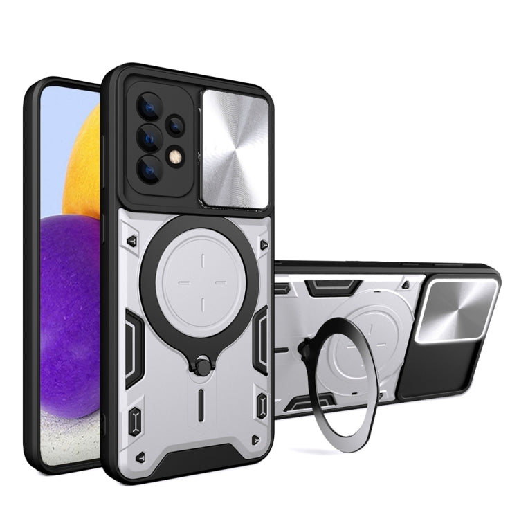 CD Texture Sliding Camshield Magnetic Holder Phone Case, For Samsung Galaxy A35 5G, For Samsung Galaxy S23 FE 5G, For Samsung Galaxy M53 5G, For Samsung Galaxy M33 5G, For Samsung Galaxy A32 4G, For Samsung Galaxy A72 4G / 5G                           ...