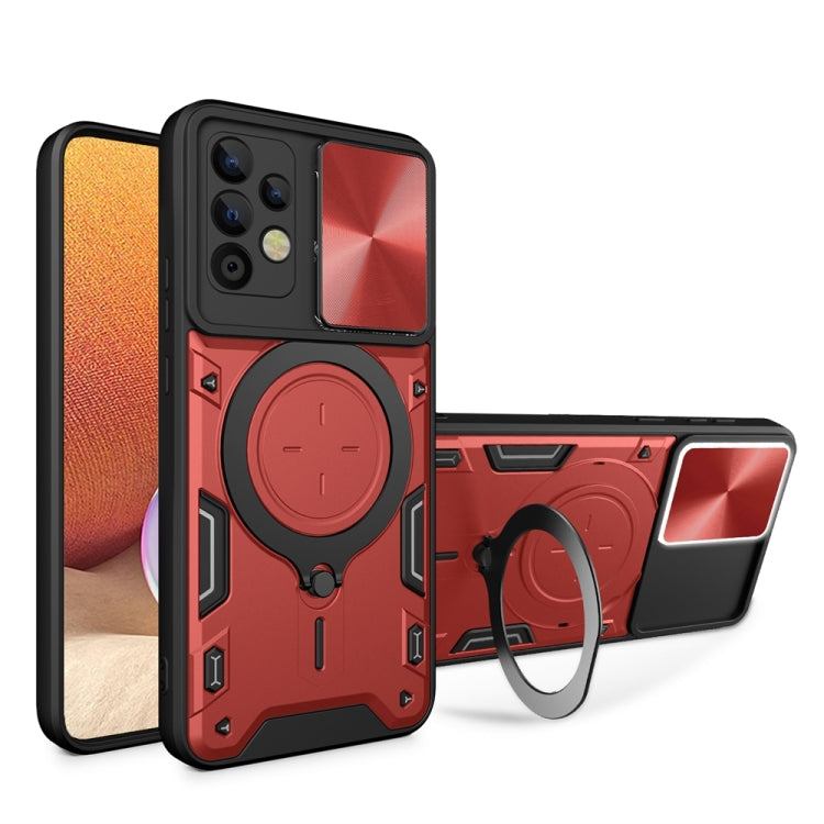 CD Texture Sliding Camshield Magnetic Holder Phone Case, For Samsung Galaxy A35 5G, For Samsung Galaxy S23 FE 5G, For Samsung Galaxy M53 5G, For Samsung Galaxy M33 5G, For Samsung Galaxy A32 4G, For Samsung Galaxy A72 4G / 5G                           ...