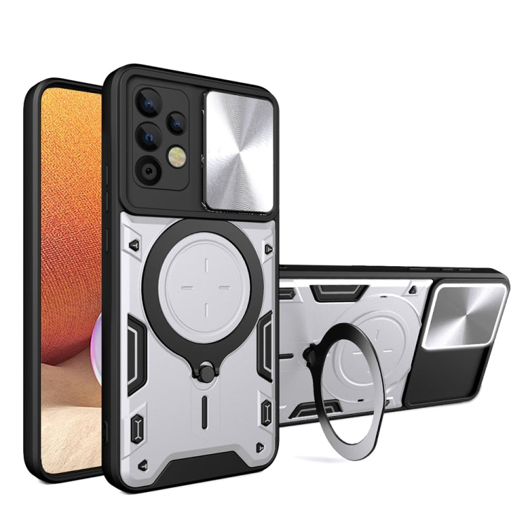 CD Texture Sliding Camshield Magnetic Holder Phone Case, For Samsung Galaxy A35 5G, For Samsung Galaxy S23 FE 5G, For Samsung Galaxy M53 5G, For Samsung Galaxy M33 5G, For Samsung Galaxy A32 4G, For Samsung Galaxy A72 4G / 5G                           ...