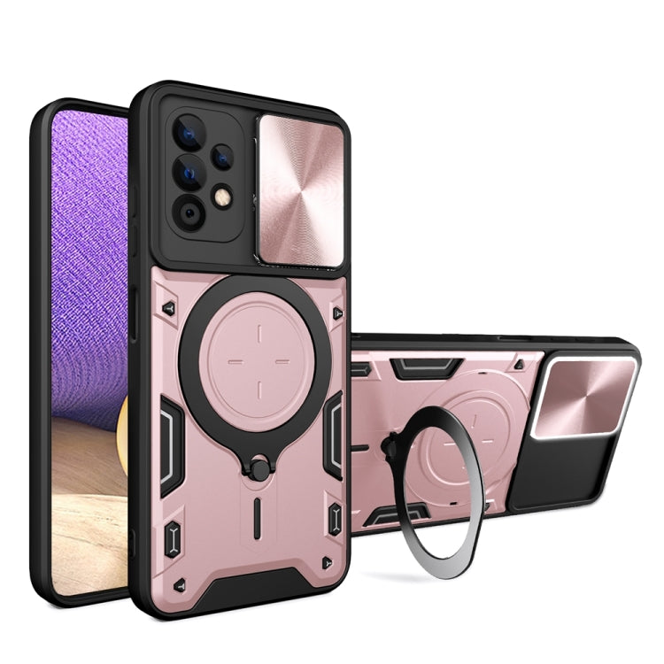 CD Texture Sliding Camshield Magnetic Holder Phone Case, For Samsung Galaxy A35 5G, For Samsung Galaxy S23 FE 5G, For Samsung Galaxy M53 5G, For Samsung Galaxy M33 5G, For Samsung Galaxy A32 4G, For Samsung Galaxy A72 4G / 5G                           ...
