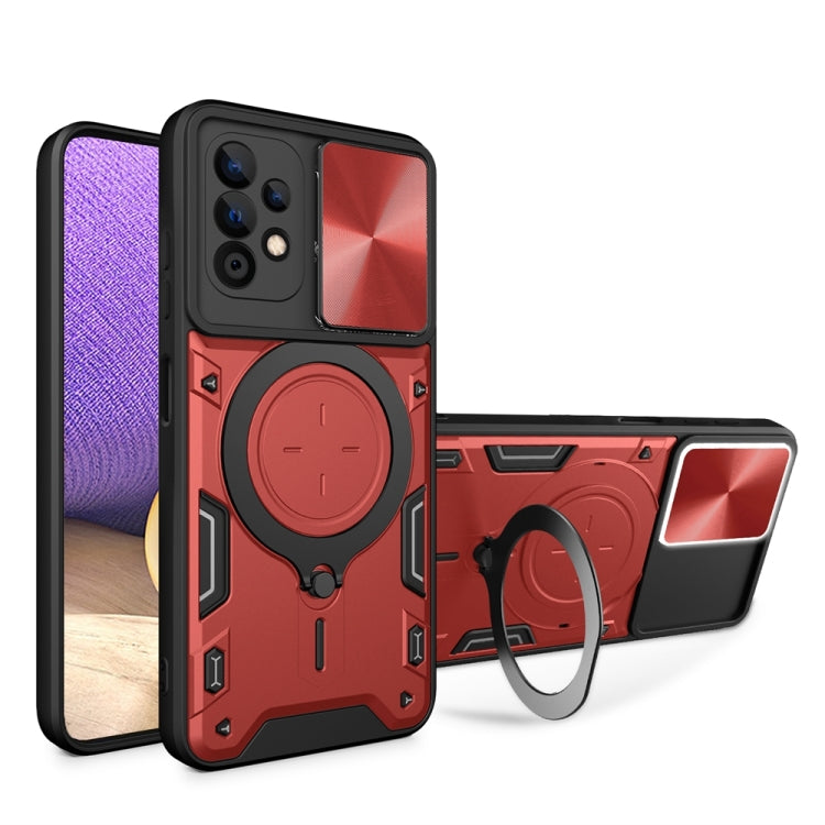 CD Texture Sliding Camshield Magnetic Holder Phone Case, For Samsung Galaxy A35 5G, For Samsung Galaxy S23 FE 5G, For Samsung Galaxy M53 5G, For Samsung Galaxy M33 5G, For Samsung Galaxy A32 4G, For Samsung Galaxy A72 4G / 5G                           ...
