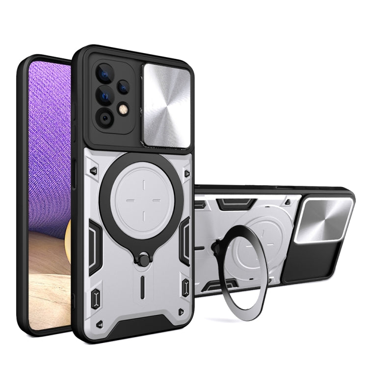 CD Texture Sliding Camshield Magnetic Holder Phone Case, For Samsung Galaxy A35 5G, For Samsung Galaxy S23 FE 5G, For Samsung Galaxy M53 5G, For Samsung Galaxy M33 5G, For Samsung Galaxy A32 4G, For Samsung Galaxy A72 4G / 5G                           ...