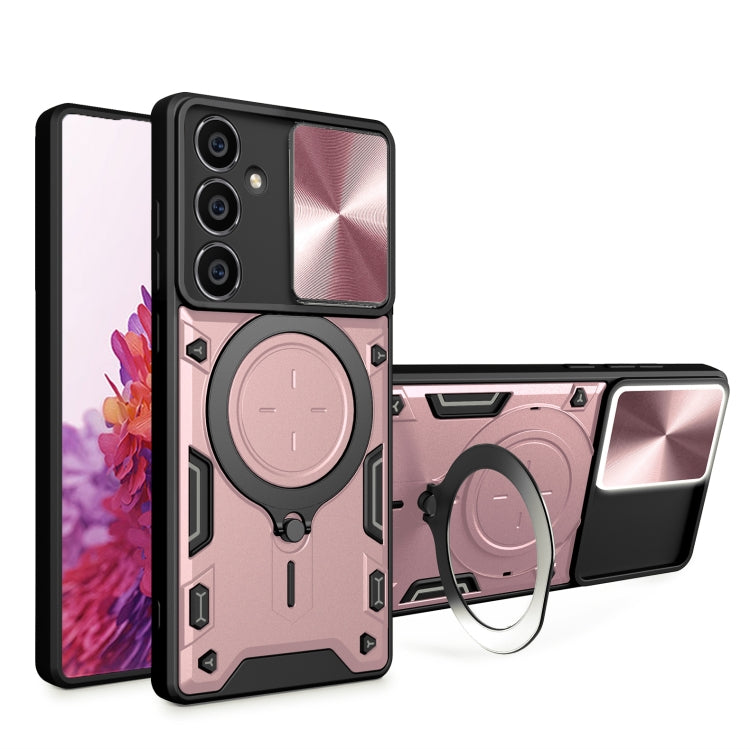 CD Texture Sliding Camshield Magnetic Holder Phone Case, For Samsung Galaxy A35 5G, For Samsung Galaxy S23 FE 5G, For Samsung Galaxy M53 5G, For Samsung Galaxy M33 5G, For Samsung Galaxy A32 4G, For Samsung Galaxy A72 4G / 5G                           ...