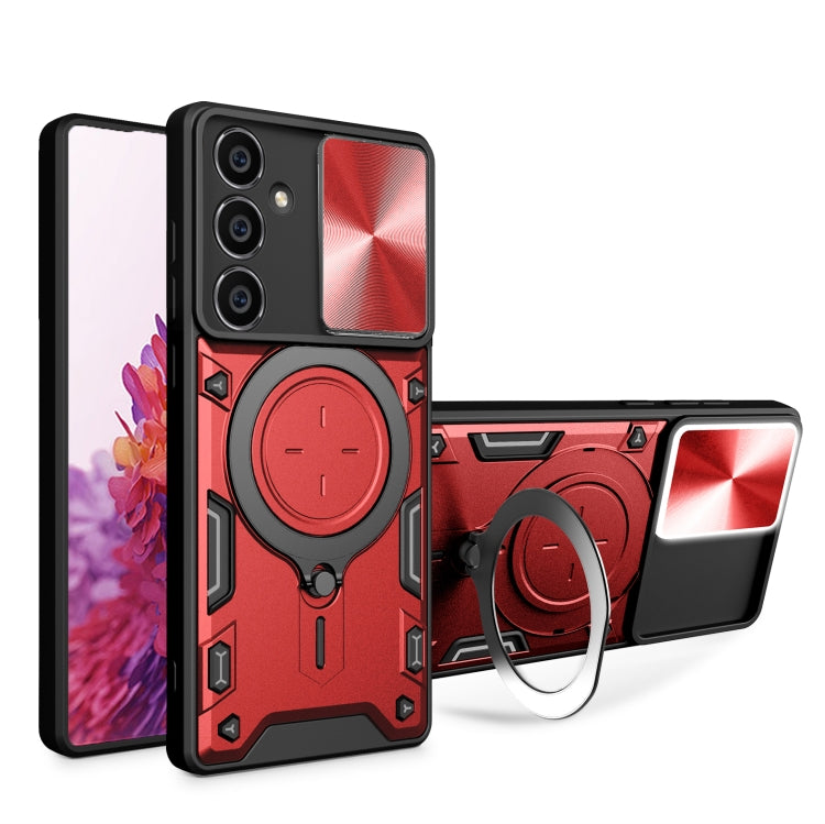 CD Texture Sliding Camshield Magnetic Holder Phone Case, For Samsung Galaxy A35 5G, For Samsung Galaxy S23 FE 5G, For Samsung Galaxy M53 5G, For Samsung Galaxy M33 5G, For Samsung Galaxy A32 4G, For Samsung Galaxy A72 4G / 5G                           ...