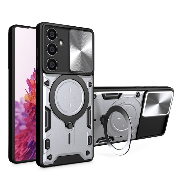 CD Texture Sliding Camshield Magnetic Holder Phone Case, For Samsung Galaxy A35 5G, For Samsung Galaxy S23 FE 5G, For Samsung Galaxy M53 5G, For Samsung Galaxy M33 5G, For Samsung Galaxy A32 4G, For Samsung Galaxy A72 4G / 5G                           ...