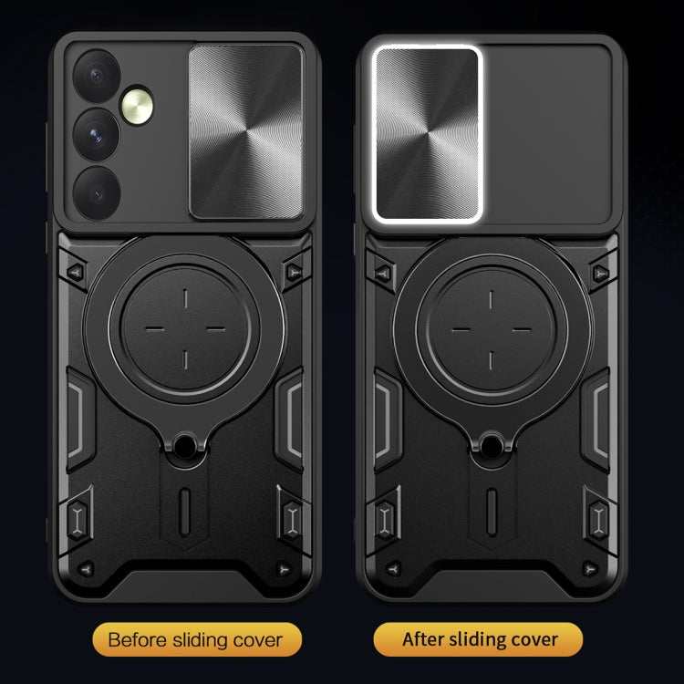 CD Texture Sliding Camshield Magnetic Holder Phone Case, For Samsung Galaxy A35 5G, For Samsung Galaxy S23 FE 5G, For Samsung Galaxy M53 5G, For Samsung Galaxy M33 5G, For Samsung Galaxy A32 4G, For Samsung Galaxy A72 4G / 5G                           ...