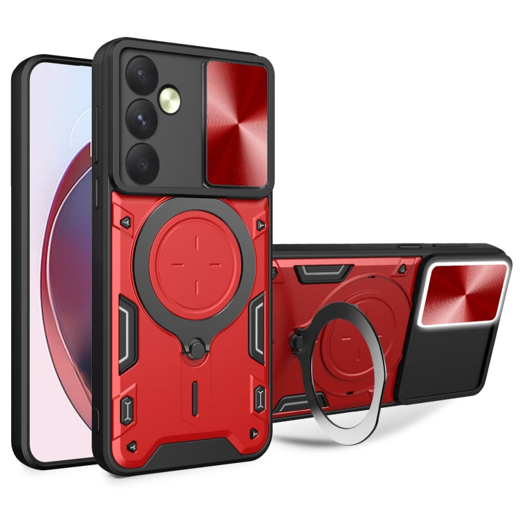 CD Texture Sliding Camshield Magnetic Holder Phone Case, For Samsung Galaxy A35 5G, For Samsung Galaxy S23 FE 5G, For Samsung Galaxy M53 5G, For Samsung Galaxy M33 5G, For Samsung Galaxy A32 4G, For Samsung Galaxy A72 4G / 5G                           ...