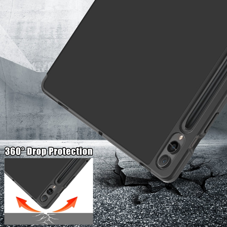 Cloth Texture Multi-folding Horizontal Flip Leather Tablet Case, For Samsung Galaxy Tab S9, For Samsung Galaxy Tab S9+