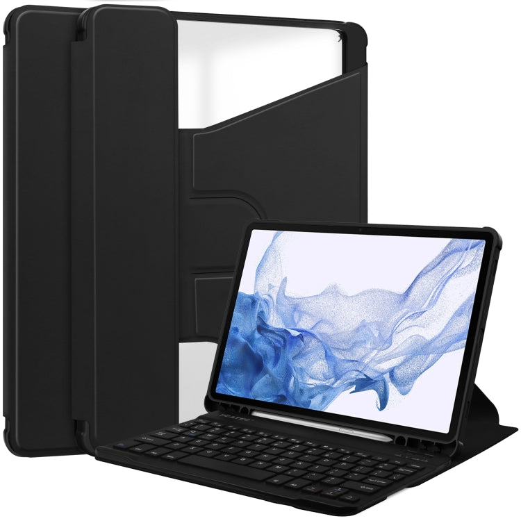 360 Rotation Transparent Smart Leather Case with Keyboard, For Samsung Galaxy Tab A11+, For Samsung Galaxy Tab S9 FE / S10 FE, For Samsung Galaxy Tab S9 FE+ / S10+, For Samsung Galaxy Tab A9+, For Samsung Galaxy Tab S9, For Samsung Galaxy Tab S9+