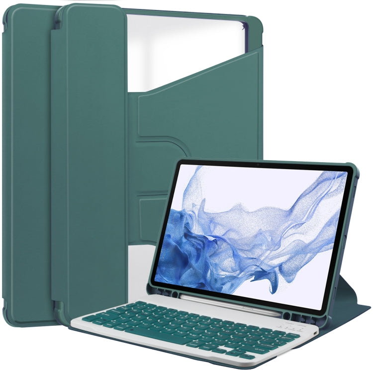 360 Rotation Transparent Smart Leather Case with Keyboard, For Samsung Galaxy Tab A11+, For Samsung Galaxy Tab S9 FE / S10 FE, For Samsung Galaxy Tab S9 FE+ / S10+, For Samsung Galaxy Tab A9+, For Samsung Galaxy Tab S9, For Samsung Galaxy Tab S9+