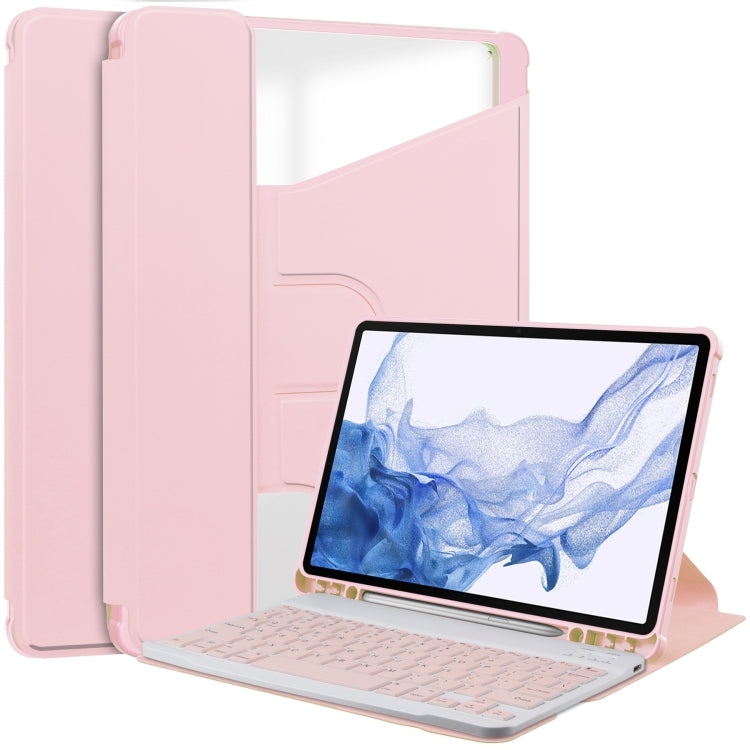 360 Rotation Transparent Smart Leather Case with Keyboard, For Samsung Galaxy Tab A11+, For Samsung Galaxy Tab S9 FE / S10 FE, For Samsung Galaxy Tab S9 FE+ / S10+, For Samsung Galaxy Tab A9+, For Samsung Galaxy Tab S9, For Samsung Galaxy Tab S9+