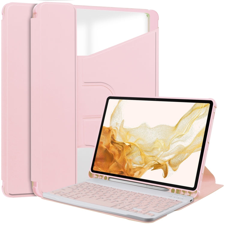 360 Rotation Transparent Smart Leather Case with Keyboard, For Samsung Galaxy Tab A11+, For Samsung Galaxy Tab S9 FE / S10 FE, For Samsung Galaxy Tab S9 FE+ / S10+, For Samsung Galaxy Tab A9+, For Samsung Galaxy Tab S9, For Samsung Galaxy Tab S9+