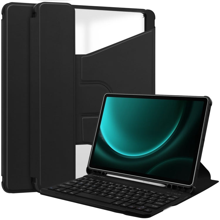 360 Rotation Transparent Smart Leather Case with Keyboard, For Samsung Galaxy Tab A11+, For Samsung Galaxy Tab S9 FE / S10 FE, For Samsung Galaxy Tab S9 FE+ / S10+, For Samsung Galaxy Tab A9+, For Samsung Galaxy Tab S9, For Samsung Galaxy Tab S9+