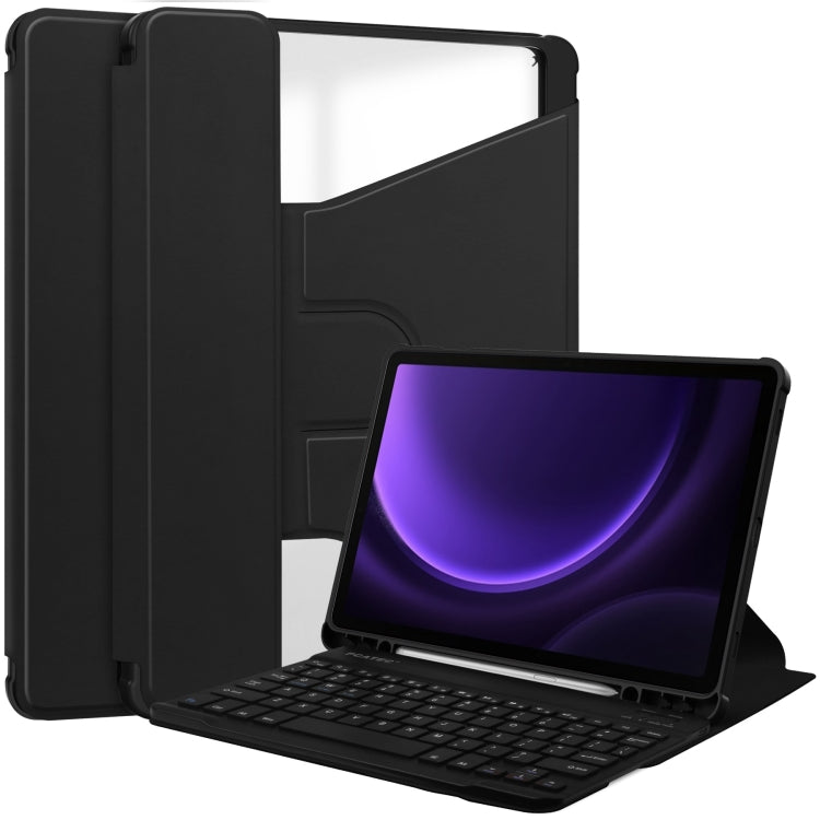 360 Rotation Transparent Smart Leather Case with Keyboard, For Samsung Galaxy Tab A11+, For Samsung Galaxy Tab S9 FE / S10 FE, For Samsung Galaxy Tab S9 FE+ / S10+, For Samsung Galaxy Tab A9+, For Samsung Galaxy Tab S9, For Samsung Galaxy Tab S9+