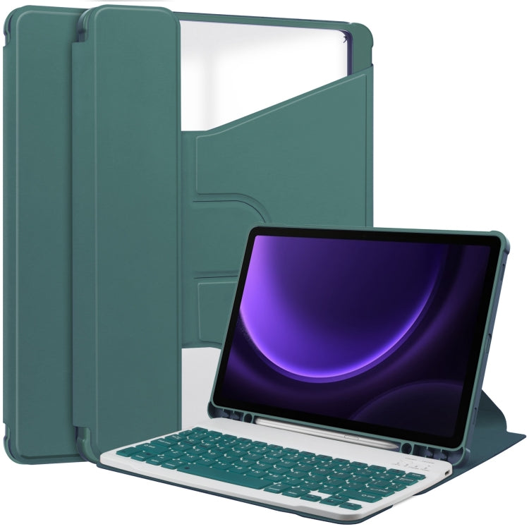 360 Rotation Transparent Smart Leather Case with Keyboard, For Samsung Galaxy Tab A11+, For Samsung Galaxy Tab S9 FE / S10 FE, For Samsung Galaxy Tab S9 FE+ / S10+, For Samsung Galaxy Tab A9+, For Samsung Galaxy Tab S9, For Samsung Galaxy Tab S9+