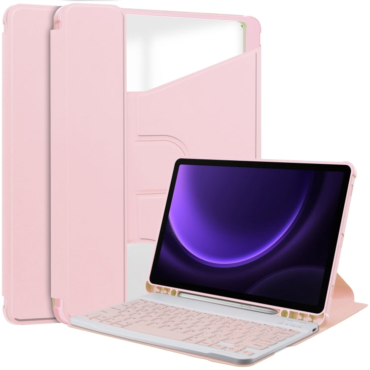 360 Rotation Transparent Smart Leather Case with Keyboard, For Samsung Galaxy Tab A11+, For Samsung Galaxy Tab S9 FE / S10 FE, For Samsung Galaxy Tab S9 FE+ / S10+, For Samsung Galaxy Tab A9+, For Samsung Galaxy Tab S9, For Samsung Galaxy Tab S9+