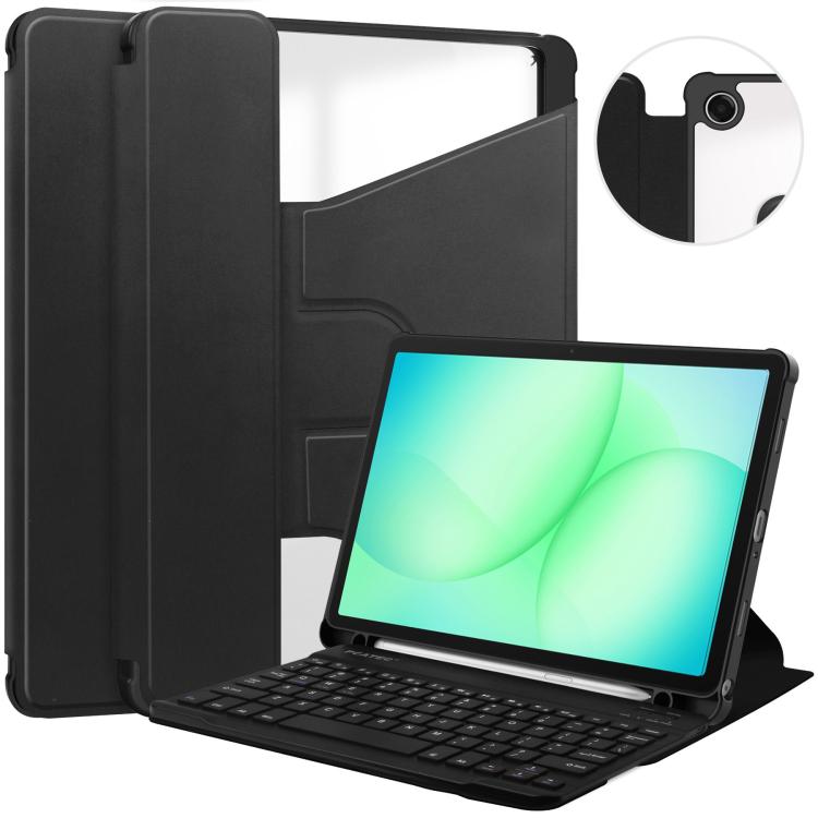 360 Rotation Transparent Smart Leather Case with Keyboard, For Samsung Galaxy Tab A11+, For Samsung Galaxy Tab S9 FE / S10 FE, For Samsung Galaxy Tab S9 FE+ / S10+, For Samsung Galaxy Tab A9+, For Samsung Galaxy Tab S9, For Samsung Galaxy Tab S9+