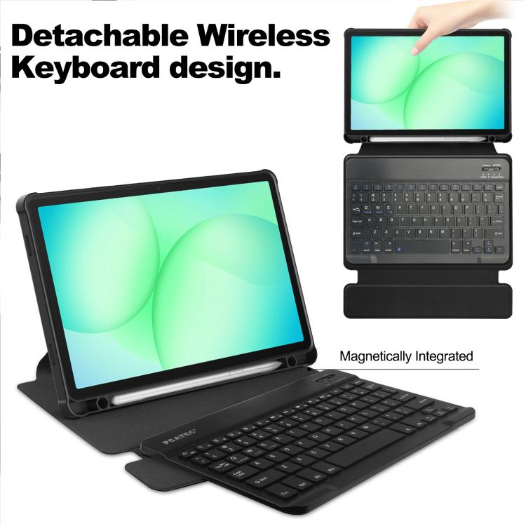 360 Rotation Transparent Smart Leather Case with Keyboard, For Samsung Galaxy Tab A11+, For Samsung Galaxy Tab S9 FE / S10 FE, For Samsung Galaxy Tab S9 FE+ / S10+, For Samsung Galaxy Tab A9+, For Samsung Galaxy Tab S9, For Samsung Galaxy Tab S9+