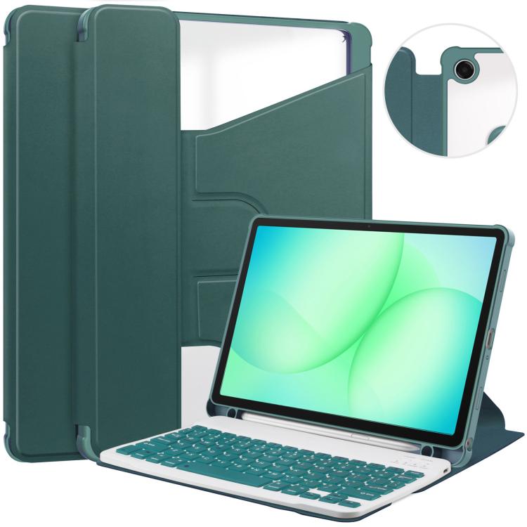 360 Rotation Transparent Smart Leather Case with Keyboard, For Samsung Galaxy Tab A11+, For Samsung Galaxy Tab S9 FE / S10 FE, For Samsung Galaxy Tab S9 FE+ / S10+, For Samsung Galaxy Tab A9+, For Samsung Galaxy Tab S9, For Samsung Galaxy Tab S9+