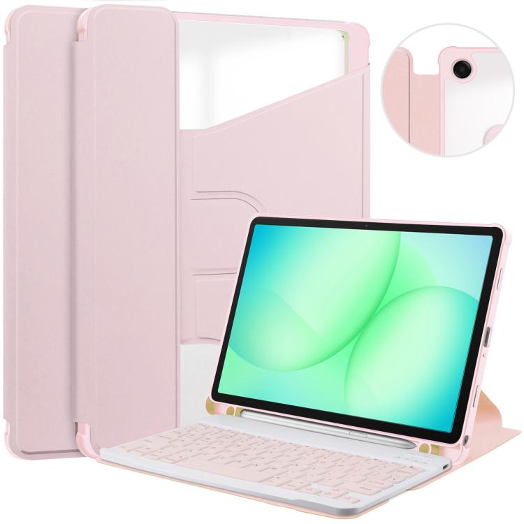 360 Rotation Transparent Smart Leather Case with Keyboard, For Samsung Galaxy Tab A11+, For Samsung Galaxy Tab S9 FE / S10 FE, For Samsung Galaxy Tab S9 FE+ / S10+, For Samsung Galaxy Tab A9+, For Samsung Galaxy Tab S9, For Samsung Galaxy Tab S9+