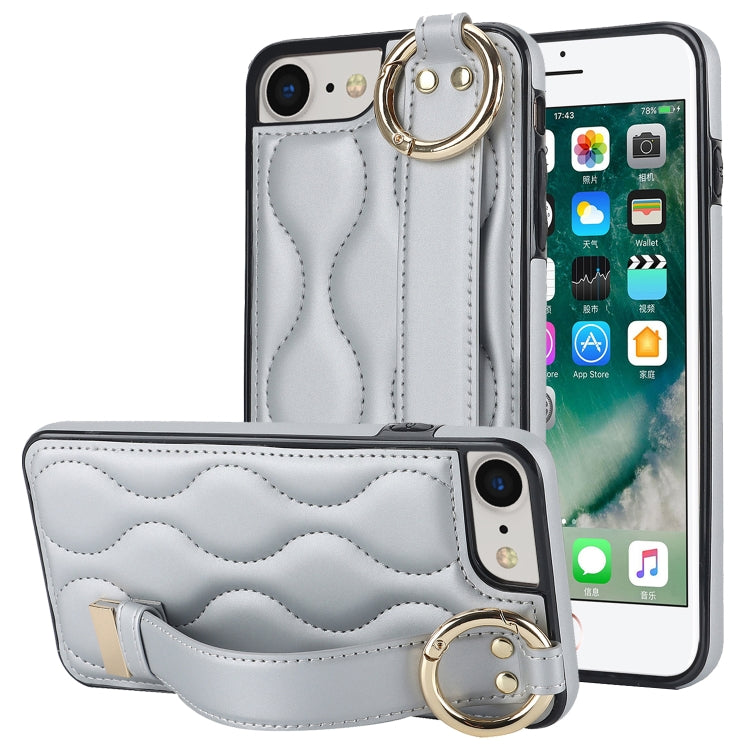 Non-slip Full Coverage Ring PU Phone Case with Wristband, For iPhone XS / X, For iPhone XR, For iPhone XS Max, For iPhone 7 Plus / 8 Plus, For iPhone 7 / 8