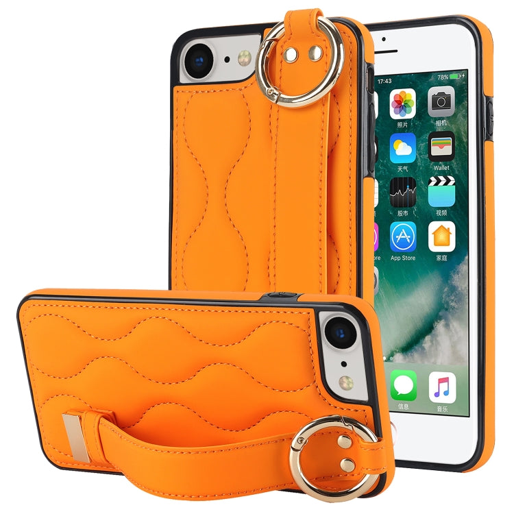 Non-slip Full Coverage Ring PU Phone Case with Wristband, For iPhone XS / X, For iPhone XR, For iPhone XS Max, For iPhone 7 Plus / 8 Plus, For iPhone 7 / 8