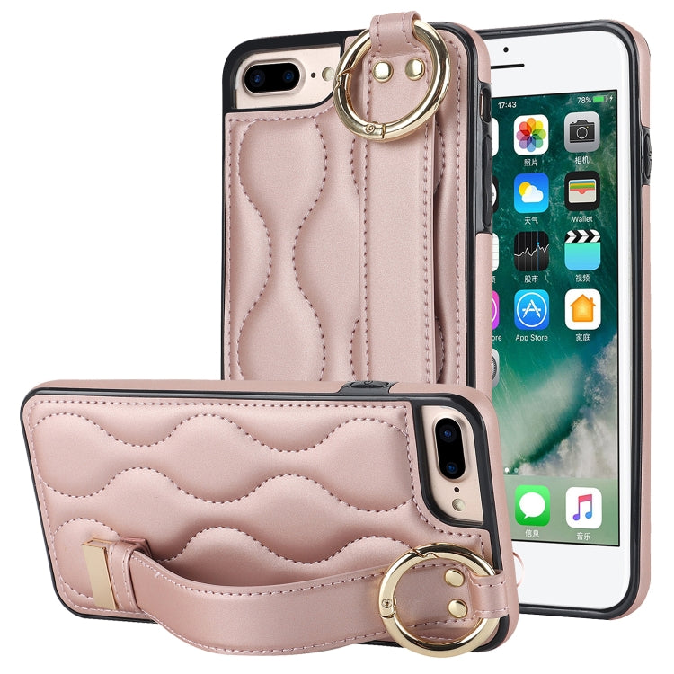 Non-slip Full Coverage Ring PU Phone Case with Wristband, For iPhone XS / X, For iPhone XR, For iPhone XS Max, For iPhone 7 Plus / 8 Plus, For iPhone 7 / 8