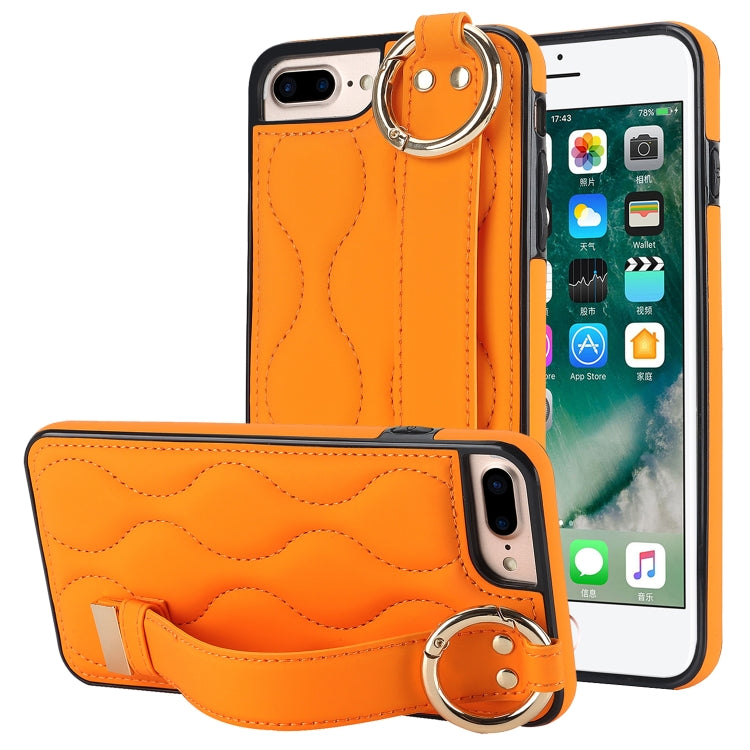 Non-slip Full Coverage Ring PU Phone Case with Wristband, For iPhone XS / X, For iPhone XR, For iPhone XS Max, For iPhone 7 Plus / 8 Plus, For iPhone 7 / 8