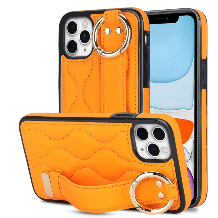Non-slip Full Coverage Ring PU Phone Case with Wristband, For iPhone 12 Pro / 12, For iPhone 12 Pro Max, For iPhone 12 mini, For iPhone 11 Pro Max, For iPhone 11, For iPhone 11 Pro