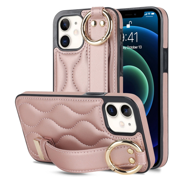Non-slip Full Coverage Ring PU Phone Case with Wristband, For iPhone 12 Pro / 12, For iPhone 12 Pro Max, For iPhone 12 mini, For iPhone 11 Pro Max, For iPhone 11, For iPhone 11 Pro