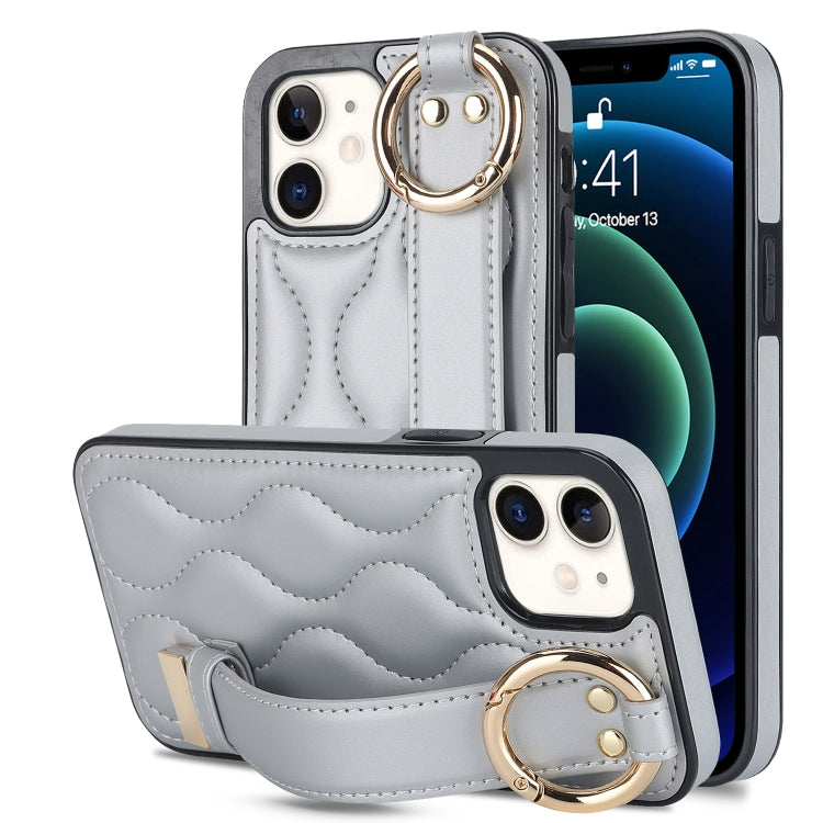 Non-slip Full Coverage Ring PU Phone Case with Wristband, For iPhone 12 Pro / 12, For iPhone 12 Pro Max, For iPhone 12 mini, For iPhone 11 Pro Max, For iPhone 11, For iPhone 11 Pro