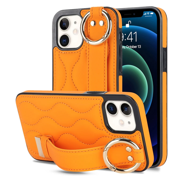 Non-slip Full Coverage Ring PU Phone Case with Wristband, For iPhone 12 Pro / 12, For iPhone 12 Pro Max, For iPhone 12 mini, For iPhone 11 Pro Max, For iPhone 11, For iPhone 11 Pro
