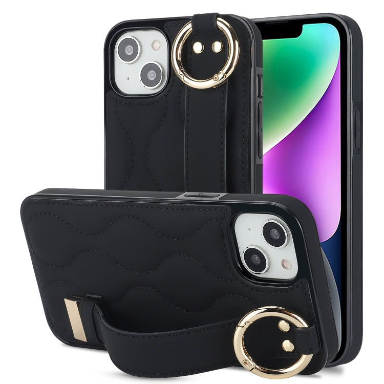 Non-slip Full Coverage Ring PU Phone Case with Wristband, For iPhone 14 Pro, For iPhone 14 Pro Max, For iPhone 13 Pro Max, For iPhone 13 Pro, For iPhone 13, For iPhone 13 mini