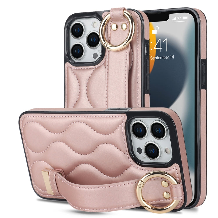 Non-slip Full Coverage Ring PU Phone Case with Wristband, For iPhone 14 Pro, For iPhone 14 Pro Max, For iPhone 13 Pro Max, For iPhone 13 Pro, For iPhone 13, For iPhone 13 mini