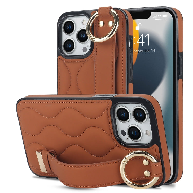 Non-slip Full Coverage Ring PU Phone Case with Wristband, For iPhone 14 Pro, For iPhone 14 Pro Max, For iPhone 13 Pro Max, For iPhone 13 Pro, For iPhone 13, For iPhone 13 mini