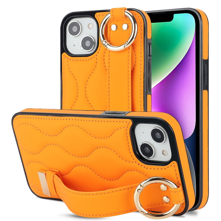 Non-slip Full Coverage Ring PU Phone Case with Wristband, For iPhone 16 Pro Max, For iPhone 16 Pro, For iPhone 16 Plus, For iPhone 16, For iPhone 14 Plus, For iPhone 14
