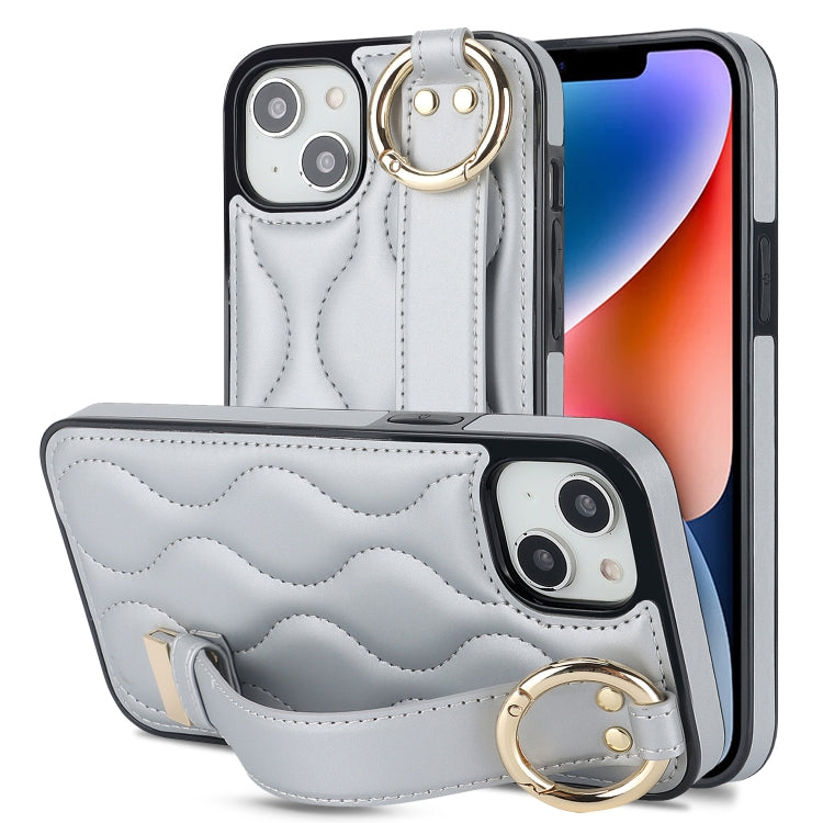 Non-slip Full Coverage Ring PU Phone Case with Wristband, For iPhone 16 Pro Max, For iPhone 16 Pro, For iPhone 16 Plus, For iPhone 16, For iPhone 14 Plus, For iPhone 14