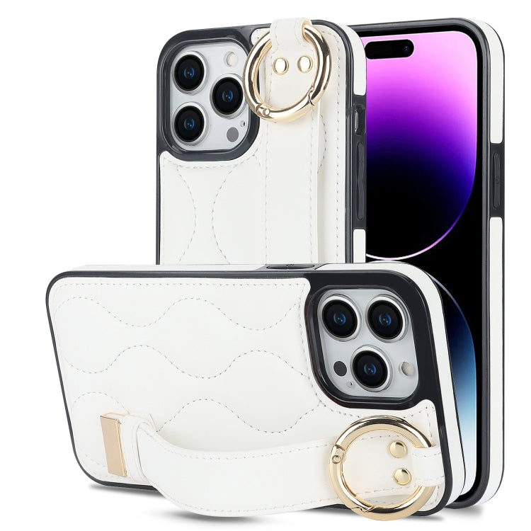 Non-slip Full Coverage Ring PU Phone Case with Wristband, For iPhone 14 Pro, For iPhone 14 Pro Max, For iPhone 13 Pro Max, For iPhone 13 Pro, For iPhone 13, For iPhone 13 mini