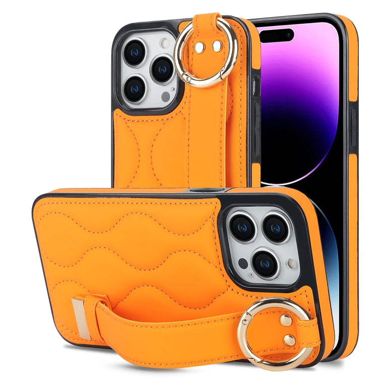 Non-slip Full Coverage Ring PU Phone Case with Wristband, For iPhone 14 Pro, For iPhone 14 Pro Max, For iPhone 13 Pro Max, For iPhone 13 Pro, For iPhone 13, For iPhone 13 mini