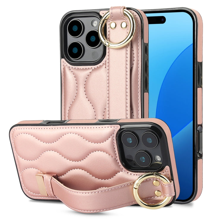 Non-slip Full Coverage Ring PU Phone Case with Wristband, For iPhone 16 Pro Max, For iPhone 16 Pro, For iPhone 16 Plus, For iPhone 16, For iPhone 14 Plus, For iPhone 14
