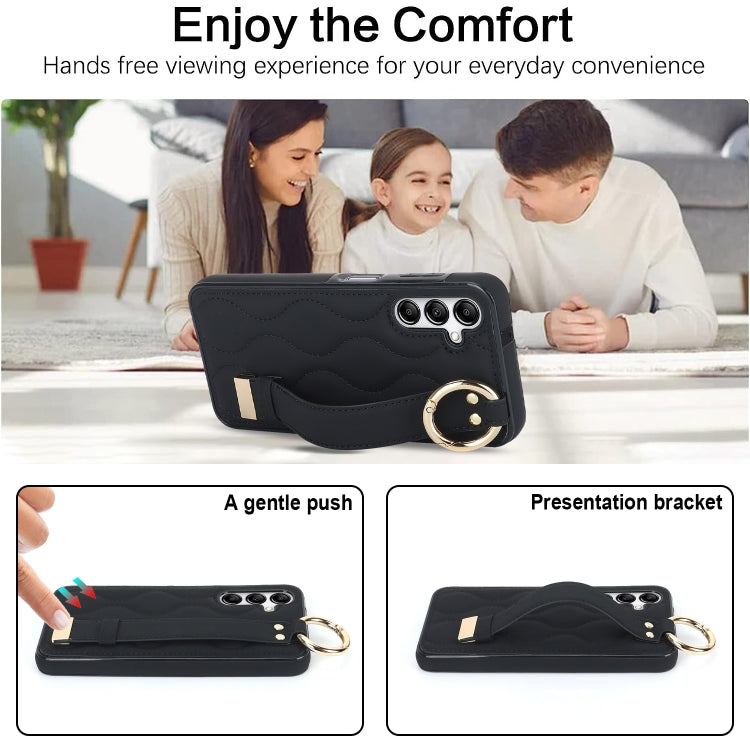 Non-slip Full Coverage Ring PU Phone Case with Wristband, For Samsung Galaxy A14 4G / 5G, For Samsung Galaxy A54 5G, For Samsung Galaxy S23 Ultra, For Samsung Galaxy S23, For Samsung Galaxy A53 5G, For Samsung Galaxy S22 Ultra