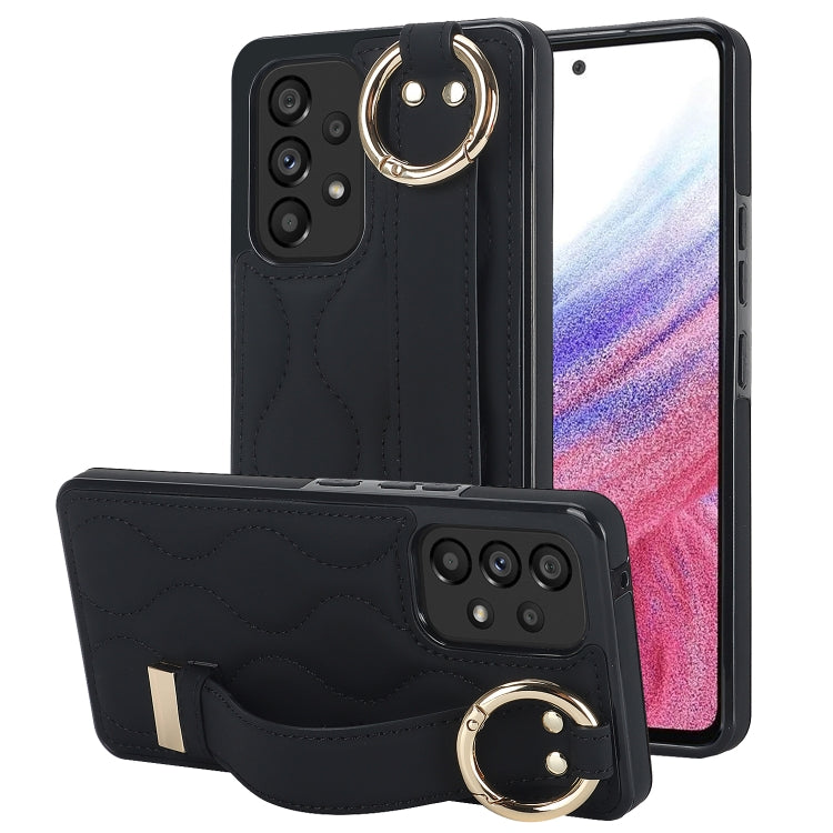 Non-slip Full Coverage Ring PU Phone Case with Wristband, For Samsung Galaxy A14 4G / 5G, For Samsung Galaxy A54 5G, For Samsung Galaxy S23 Ultra, For Samsung Galaxy S23, For Samsung Galaxy A53 5G, For Samsung Galaxy S22 Ultra
