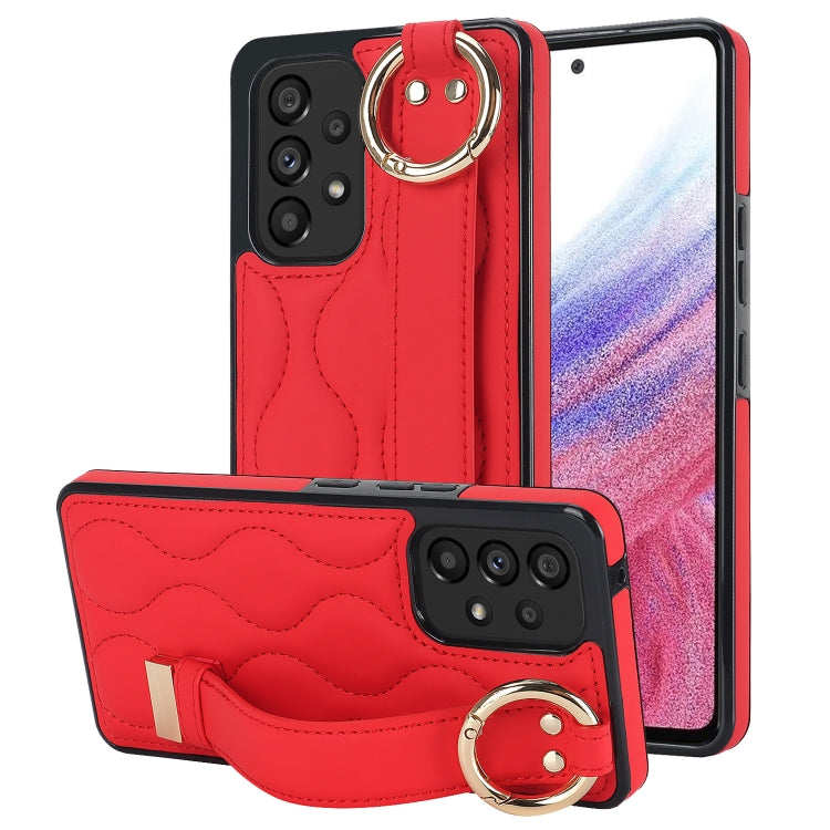 Non-slip Full Coverage Ring PU Phone Case with Wristband, For Samsung Galaxy A14 4G / 5G, For Samsung Galaxy A54 5G, For Samsung Galaxy S23 Ultra, For Samsung Galaxy S23, For Samsung Galaxy A53 5G, For Samsung Galaxy S22 Ultra
