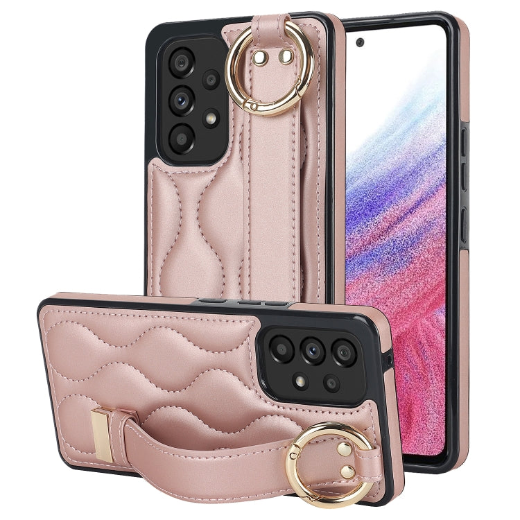 Non-slip Full Coverage Ring PU Phone Case with Wristband, For Samsung Galaxy A14 4G / 5G, For Samsung Galaxy A54 5G, For Samsung Galaxy S23 Ultra, For Samsung Galaxy S23, For Samsung Galaxy A53 5G, For Samsung Galaxy S22 Ultra