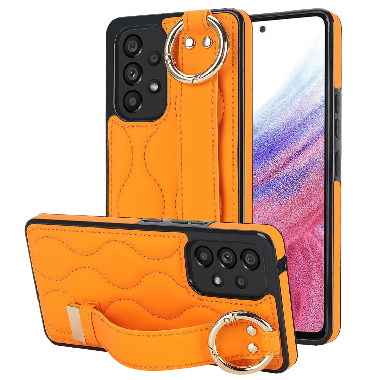 Non-slip Full Coverage Ring PU Phone Case with Wristband, For Samsung Galaxy A14 4G / 5G, For Samsung Galaxy A54 5G, For Samsung Galaxy S23 Ultra, For Samsung Galaxy S23, For Samsung Galaxy A53 5G, For Samsung Galaxy S22 Ultra