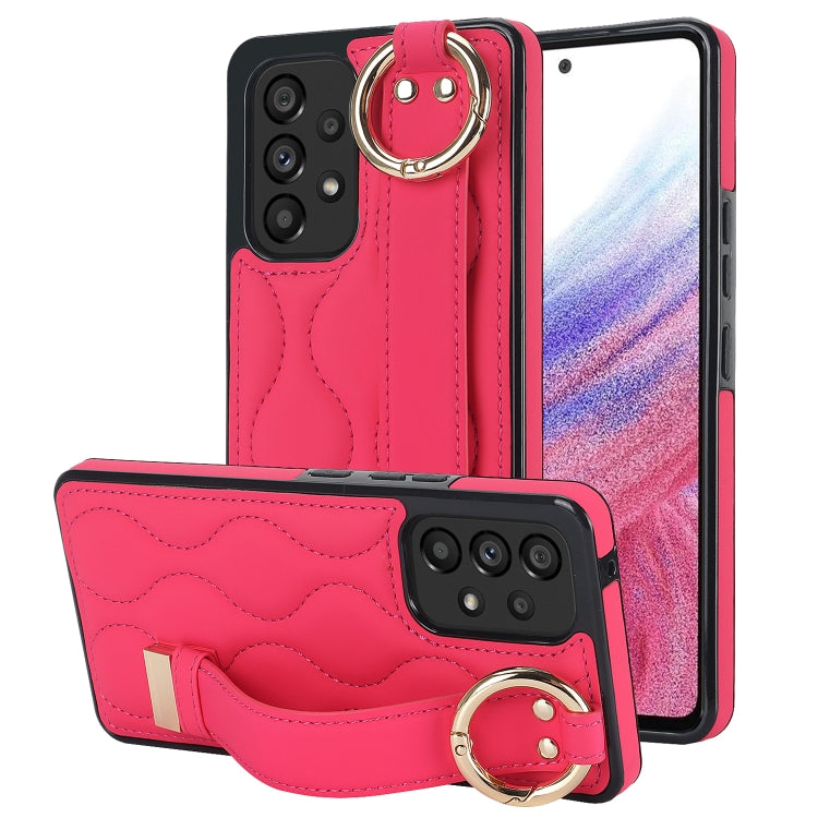 Non-slip Full Coverage Ring PU Phone Case with Wristband, For Samsung Galaxy A14 4G / 5G, For Samsung Galaxy A54 5G, For Samsung Galaxy S23 Ultra, For Samsung Galaxy S23, For Samsung Galaxy A53 5G, For Samsung Galaxy S22 Ultra