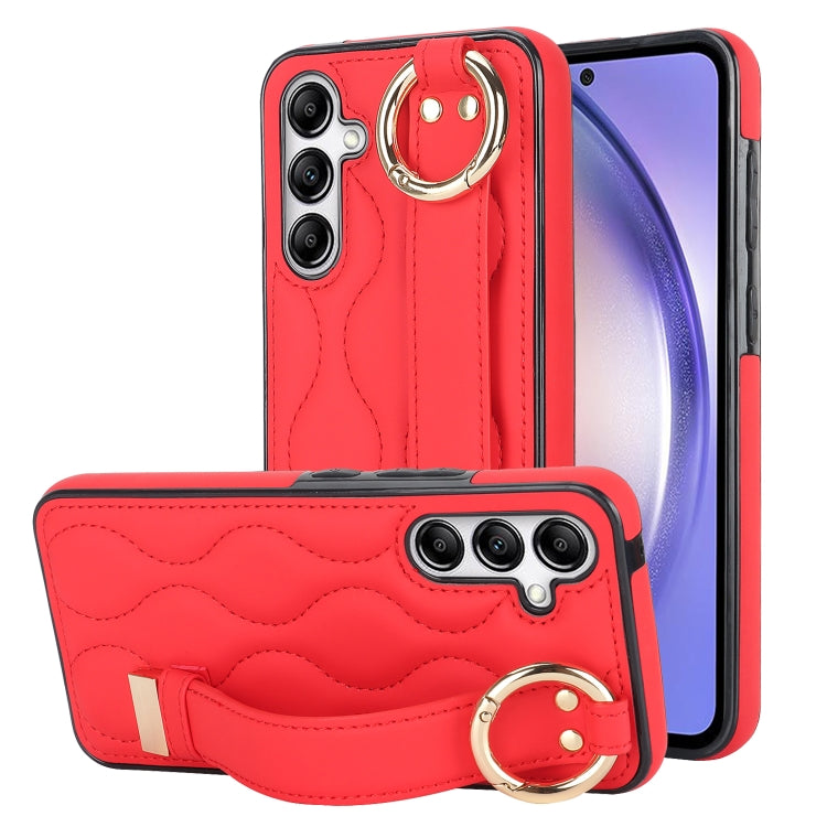 Non-slip Full Coverage Ring PU Phone Case with Wristband, For Samsung Galaxy A14 4G / 5G, For Samsung Galaxy A54 5G, For Samsung Galaxy S23 Ultra, For Samsung Galaxy S23, For Samsung Galaxy A53 5G, For Samsung Galaxy S22 Ultra