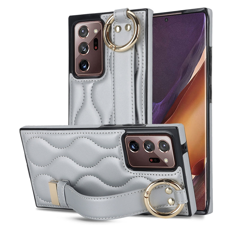 Non-slip Full Coverage Ring PU Phone Case with Wristband, For Samsung Galaxy S22+, For Samsung Galaxy S22, For Samsung Galaxy Note20 Ultra, For Samsung Galaxy Note20